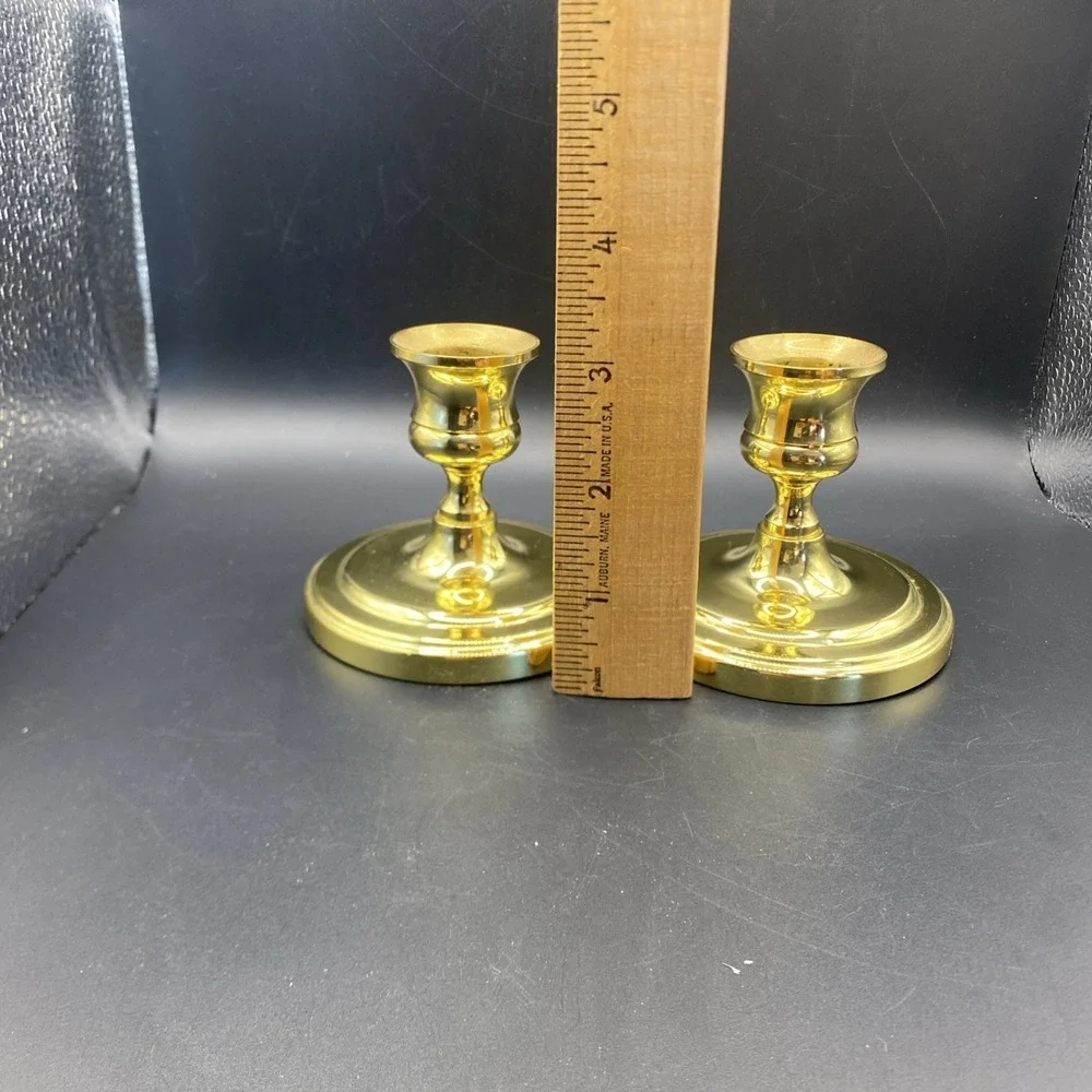 Vintage Baldwin Solid Brass Candle‎ Holders Pair 3